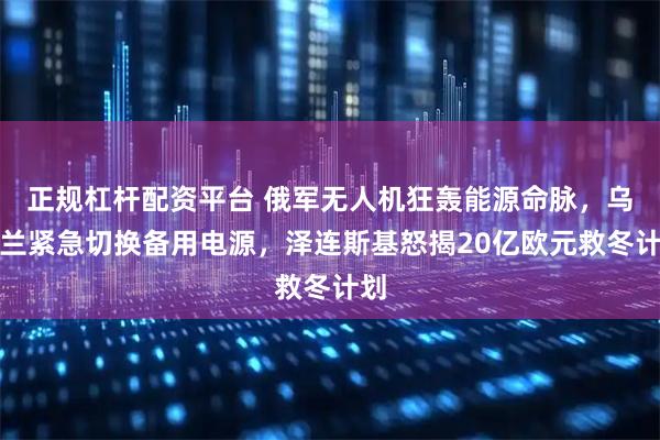 正规杠杆配资平台 俄军无人机狂轰能源命脉，乌克兰紧急切换备用电源，泽连斯基怒揭20亿欧元救冬计划