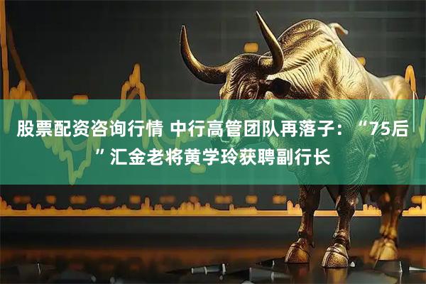 股票配资咨询行情 中行高管团队再落子：“75后”汇金老将黄学玲获聘副行长